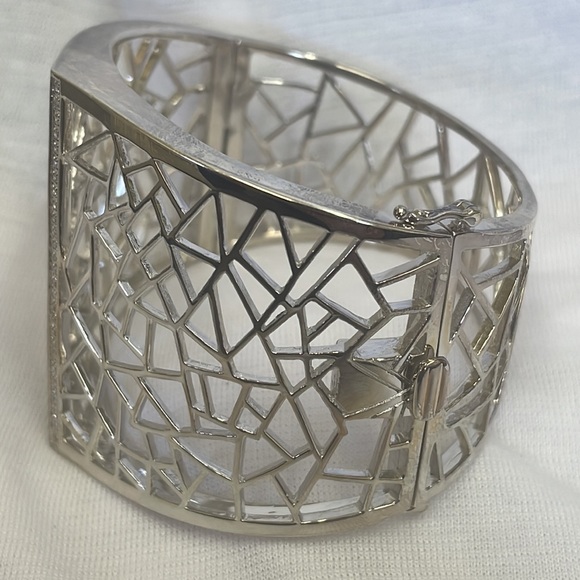 Sterling Silver 925 Diamond Bangle. - Picture 2 of 4